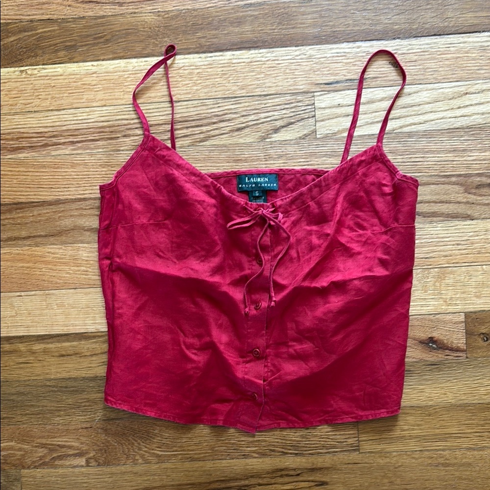 Lauren Ralph Lauren Red Linen Summer Top, Size Small